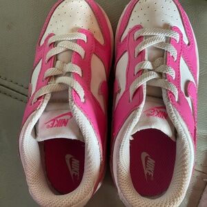 Nike Dunk Low Toddler Size 9c Pink White Athletic Leather Walking Shoes Sneakers